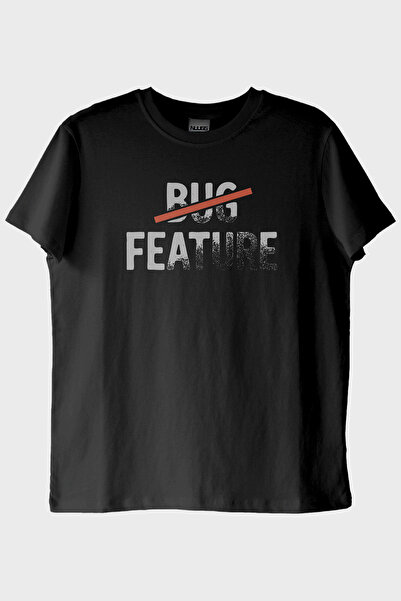 lofux تي شيرت أسود بتصميم Bug Feature