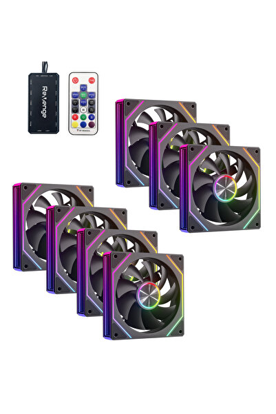 Revenge Hexagon 7in1 Kumandalı Ambiyans 12cm RGB Fan Seti Fan Kontrolör Dahil...