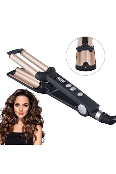 Lidior Ondulator Triplu Profesional LIDIOR®, 3 Tuburi Ceramice, Pentru Bucle ...