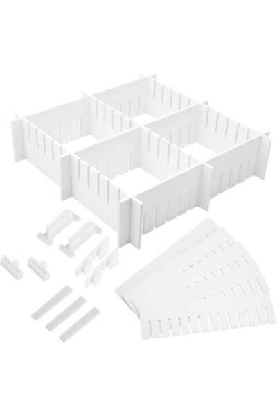 OEM Organizatoare pentru sertare, modulare, ajustabile, 34 bucăți, 47x5 cm, alb