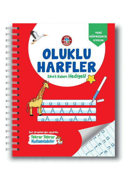 Çocuk Akademi Oluklu(Kabartmalı) Sihirli Uçan Kalemli - Harfleri Sayıları ve Çizmeyi Öğreten 3'lü Alıştırma Kitabı