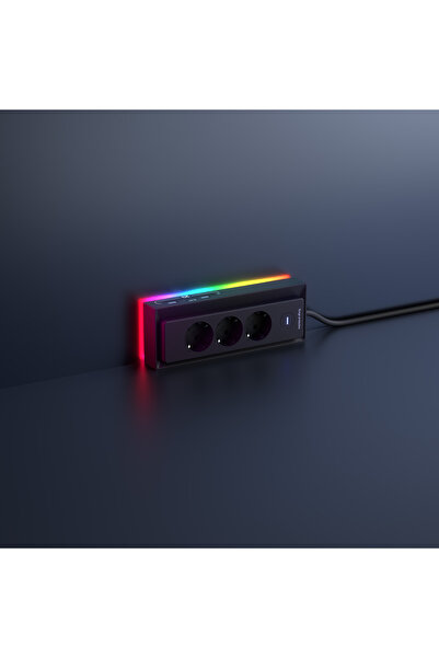 S-LINK PRZ05 3 Soketli 2 USB 2 Type-C PD20 2M 306 Joule Tam Bakır Gaming Siya...
