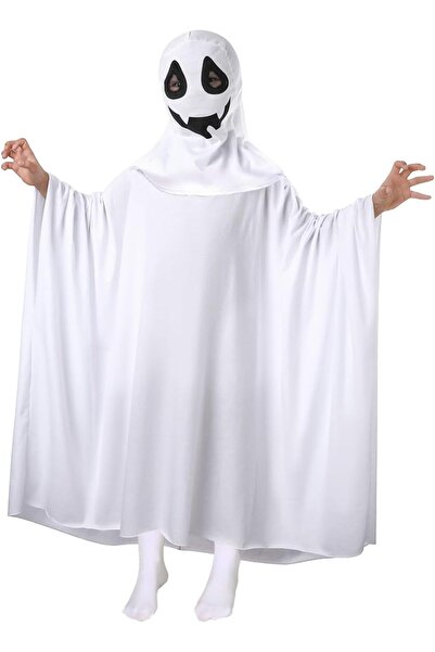 OEM Halloween Ghost Costume for Kids, White Cape, 10-12 Years, Unisex