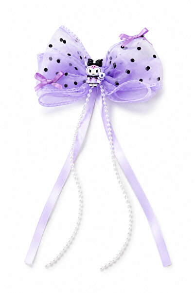 Nat's Accessories Kız Çocuk Mor Fiyonk Çıt Çıt Toka Kuromi Figürlü İncili Uzu...