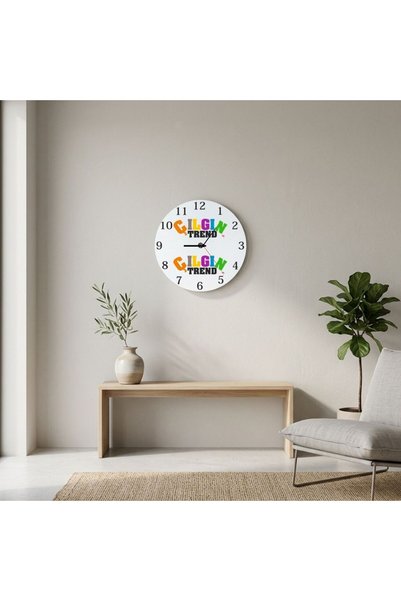 Çılgıntrend Ceas de perete din sticlă cu logo personalizat imprimat pentru companie (30x30 cm)