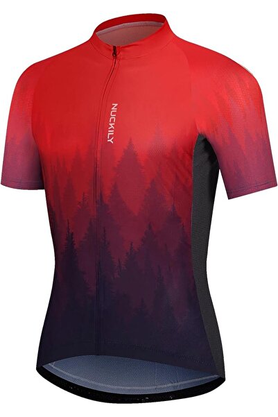 NUCKILY Tricou de ciclism, cu mânecă scurtă, cu uscare rapidă, 4 buzunare, re...