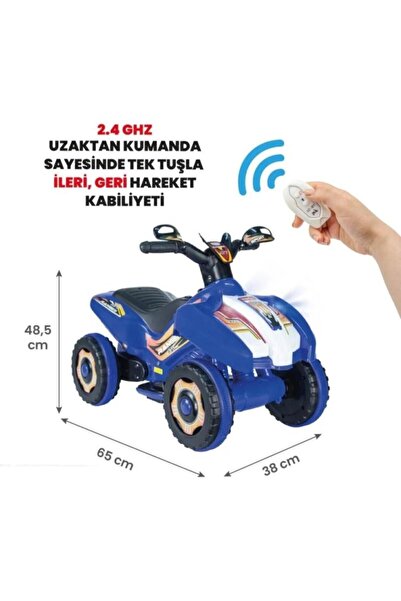ujtoys Uzaktan Kumandalı Akülü Atv Ranger 6 Volt 35 kg Taşıma Kapasitesi Mavi