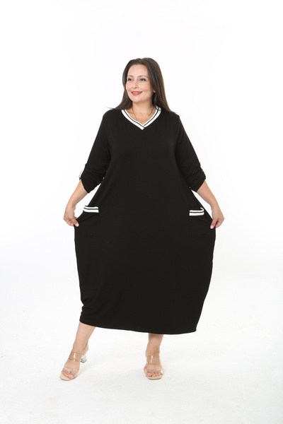 XL Modam ROCHIE DE DAMĂ DIN LICHROINĂ ȘI VISCOZĂ CU DUNGĂ, MĂRIME MARE