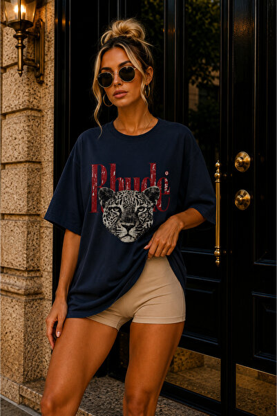 FECCY Premium Unisex Men'S/Women's Leopard Custom Printed Oversize Cotton Cre...