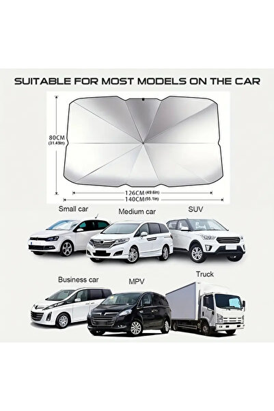 OEM Parasolar auto tip umbrelă pentru parbriz, 145x80 cm, protecție solară ra...