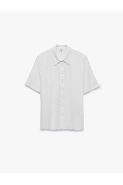 Koton Regular Fit Viscose Fabric Short Sleeve Classic Collar Shirt