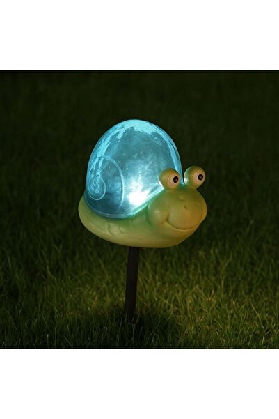 BAMI NETWORK Felinar solar decorativ melc plastic verdealbastru 15.5cm