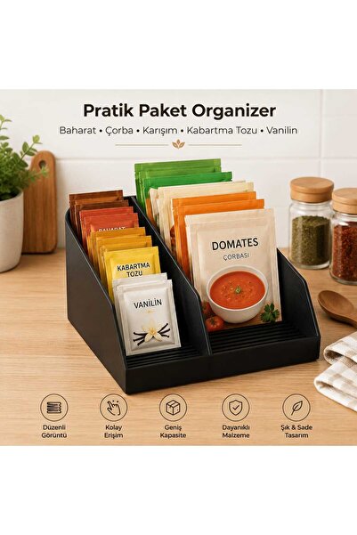 Luvena Spice Organizer Rack - Soup Vanilla Baking Powder Pouch Stand Black