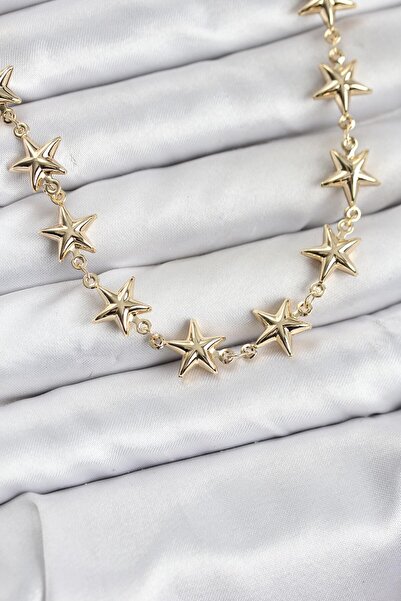 deluxe takı ve giyim Star Model Brass Gold Color Women's Necklace