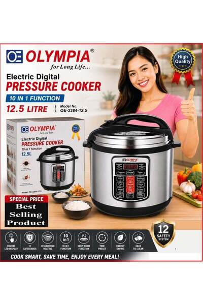 Olympia 12.5L Electric Digital Pressure Cooker 10-in-1 Multi-Function Smart K...