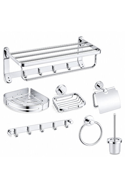 Generic 7-Piece Brushed Silver Stainless Steel Bathroom Hardware Set: heavy-d...