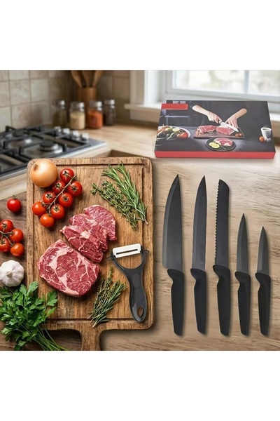 Klyte 6-Piece Kitchen Knife Set with Peeler, Ultra-Sharp Chef Knives for Meat...