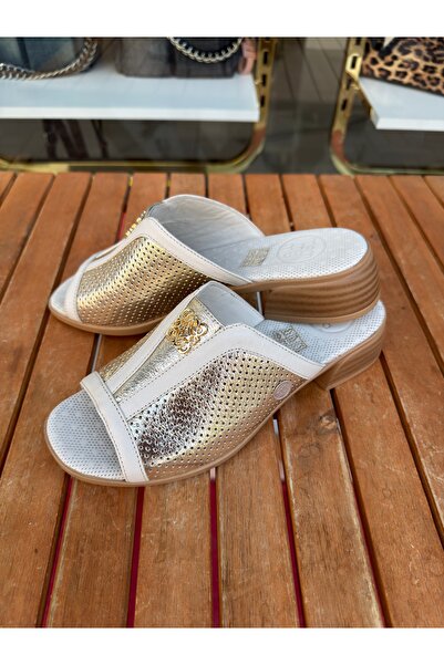 Mammamia Hakiki Deri, Tokalı, Topuklu Kadın Terlik(4 cm)