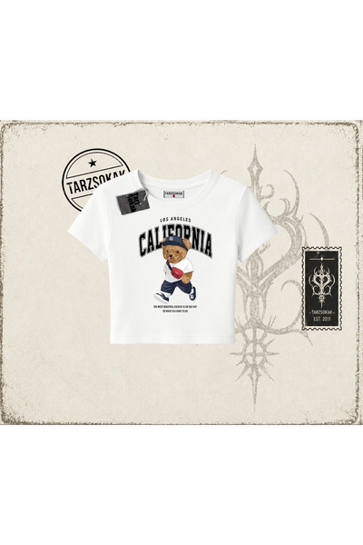 Tarzsokak Unisex majica za bebe "California Bear" za žene, bela