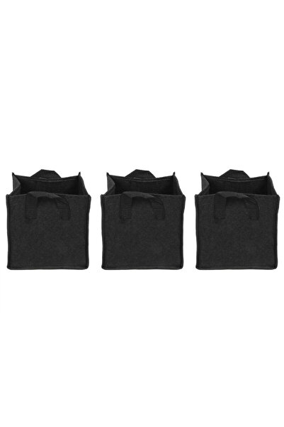 STARSTAR Black square felt planting bags, 3-pack. Dimensions: 19.5 x 19.5 x 2...