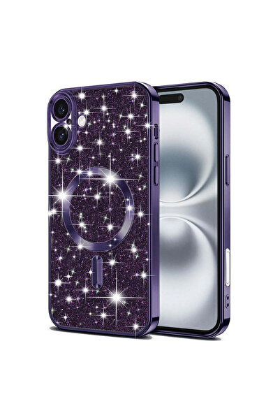 Techsuit Husă pentru iPhone 16 Plus, Lux Glitter MagSafe, albastru - violet
