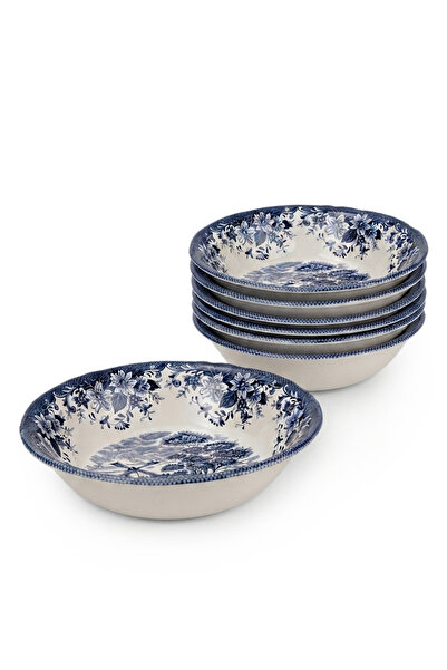 Claytan Earthenware Classic Blue Windmill & Floral Pattern Salad Bowl, 9.3 In...