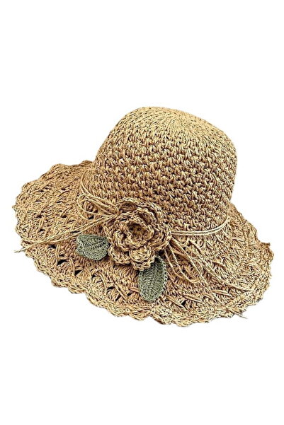STARSTAR Elegant straw sun hat for women, hand-woven for summer beach, with r...