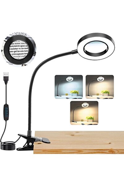 STARSTAR Light Clip Clip-on LED Desktop Magnifying Light Clip 3-Mode Dimmable...