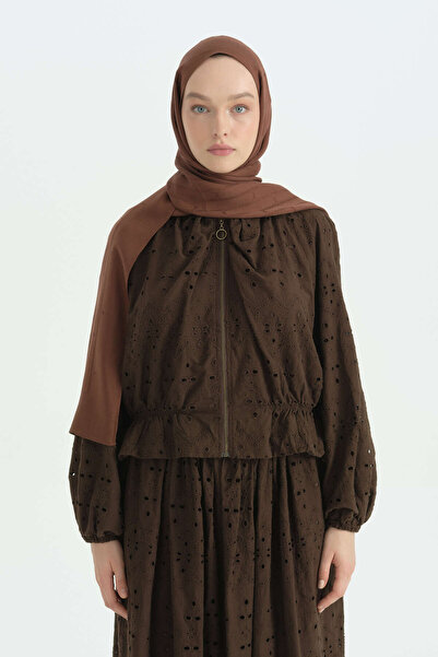 Nihan Cotton Naia Blend Natural Shawl - Brown