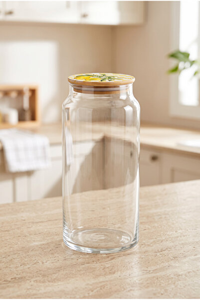 Bambum Zone Cam Saklama Kabı Limon Desenli Sarı 1300ml