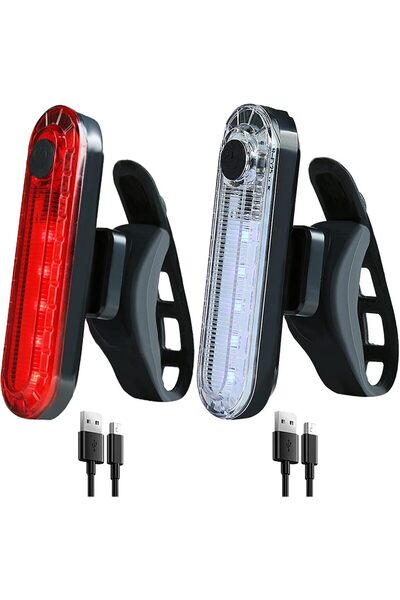 Morvena Picks Set de 2 stopuri LED reîncărcabile pentru bicicletă, lumini spa...