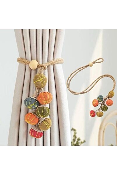 STARSTAR 2pc Multi-Color Pumpkin Adjustable Cartoon Fabric Curtain Tiebacks Rope