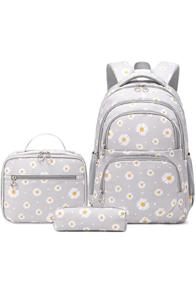 STARSTAR Three-Piece Daisy Pattern Backpack Set Includes Lunch Bag Pencil Cas...