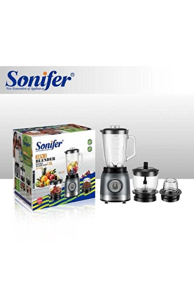 Sonifer 3-in-1 Blender 500W with 1.5L Glass Jar, Dry Grinder and Chopper, Sta...