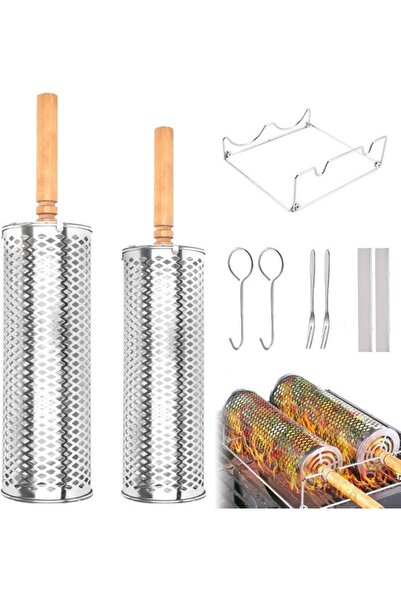 STARSTAR 9-Piece BBQ Basket Set - BBQ Grill Cylinder - BBQ Tools - BBQ Access...