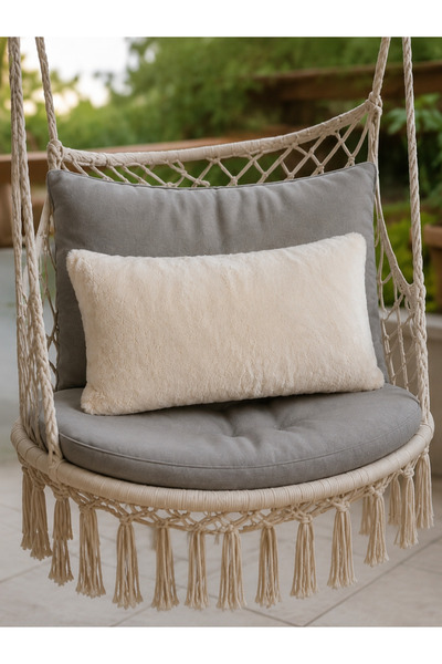 sevaradekor Plush Rectangular Throw Pillow Cover Dark Beige Double Sided