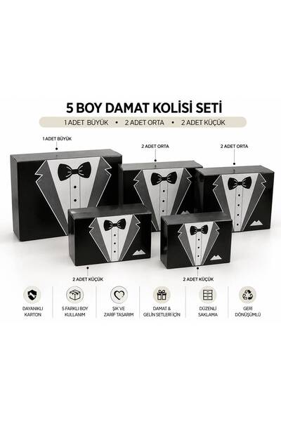 long way Damat Kolisi, Damat Hediye Kutusu, 5 li Set, Damat Bohçası, Damat Ba...