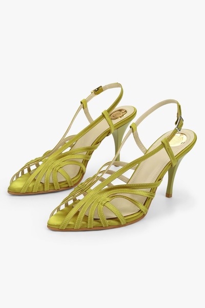 Shoeberry Pantofi cu toc din satin verde fistic Aliva pentru femei