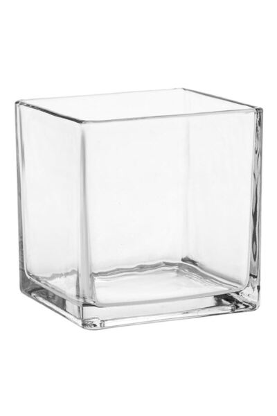 BAMI NETWORK Vaza decorativa patrata sticla transparenta 8x8x8cm evenimente