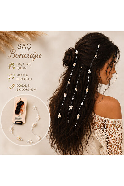 İnDerin Seashell Hair Bead Clip Bohemian Hair Accessory