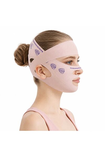 Nevara Pink Elastic Face & Chin Support Mask for Women - Adjustable Band with...