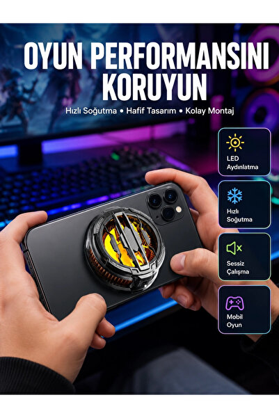 Epilons Rgb Işıklı Sessiz Fanlı Telefon Soğutucu