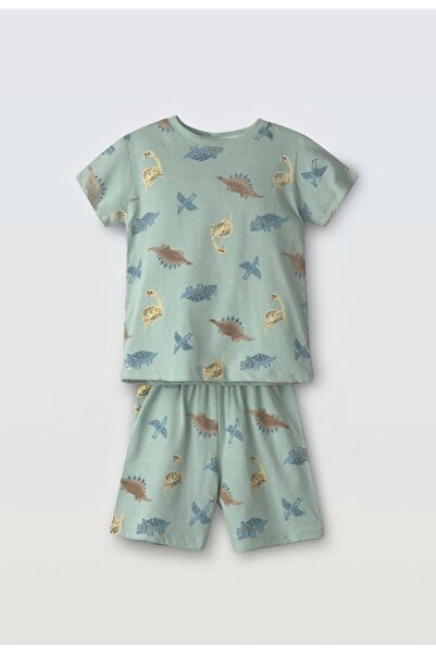 hashtag Πυτζάμα με μάσκα ύπνου αγόρι 3τμχ. "Cute dino" μέντα