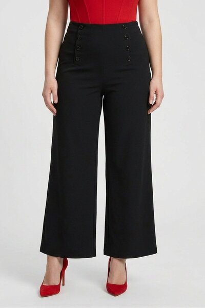 London Fog Women Regular Fit Solid Straight Leg Pants, Black