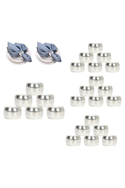 STARSTAR 24 napkin rings, silver finish, perfect for weddings, family gatheri...