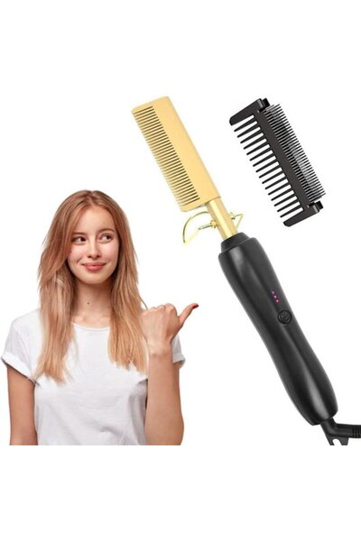 STARSTAR Portable Travel Ceramic Heated Hair Straightener Comb, 3 Temperature...