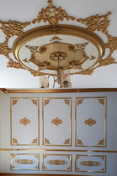 Dekonil Altın Gold Saray Tavan - Duvar Çıtası Köşe Motifi 27x18 - 2 Adet