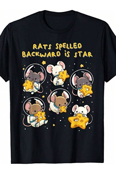 LİNA06 قميص ريترو باليموندوم - يقرأ من الخلف بكلمة 'فأر'، يتميز بنمط فأر الفض...