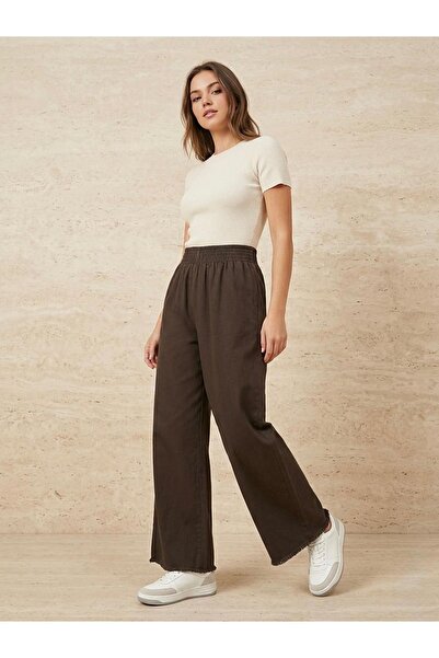 Foremia Washed Tassel Trousers-Brown