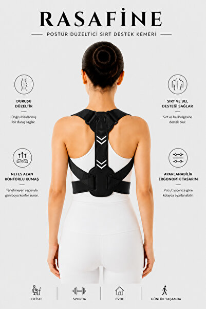 rasafine Posture Corrector Back Support Belt Adjustable Upright Posture Corse...